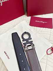 Salvatore Ferragamo Reversible And Adjustable Gancini Belt Grained Calfskin Black/Brown 3.5cm - 3