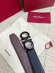 Salvatore Ferragamo Reversible And Adjustable Gancini Belt Grained Calfskin Black/Brown 3.5cm - 2