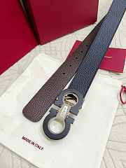 Salvatore Ferragamo Reversible And Adjustable Gancini Belt Grained Calfskin Black/ Brown Silver 3.5cm - 1