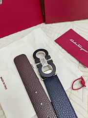 Salvatore Ferragamo Reversible And Adjustable Gancini Belt Grained Calfskin Black/ Brown Silver 3.5cm - 6