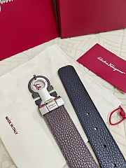 Salvatore Ferragamo Reversible And Adjustable Gancini Belt Grained Calfskin Black/ Brown Silver 3.5cm - 2