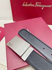 Salvatore Ferragamo Reversible And Adjustable Belt Smooth/ Grained Calfskin Black 3.5cm - 6