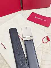 Salvatore Ferragamo Reversible And Adjustable Belt Smooth/ Grained Calfskin Black 3.5cm - 4