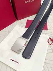 Salvatore Ferragamo Reversible And Adjustable Belt Smooth/ Grained Calfskin Black 3.5cm - 2