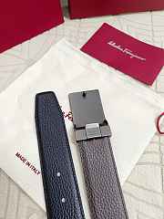 Salvatore Ferragamo Reversible And Adjustable Belt Grained Calfskin Black/ Brown 3.5cm - 2