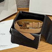 Celine Medium 25mm Triomphe Belt In Suede Calfskin Tobacco  - 1
