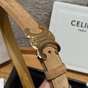 Celine Medium 25mm Triomphe Belt In Suede Calfskin Tobacco  - 4