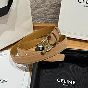 Celine Medium 25mm Triomphe Belt In Suede Calfskin Tobacco  - 3