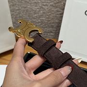 Celine Medium 25mm Triomphe Belt In Suede Calfskin Dark Brown - 6