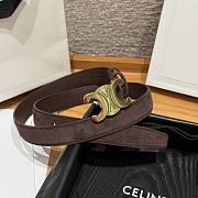 Celine Medium 25mm Triomphe Belt In Suede Calfskin Dark Brown - 5