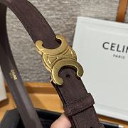Celine Medium 25mm Triomphe Belt In Suede Calfskin Dark Brown - 3