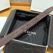 Celine Medium 25mm Triomphe Belt In Suede Calfskin Dark Brown - 2