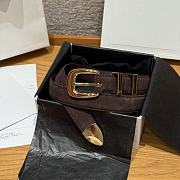 Celine Medium 25mm Western Belt In Grained Suede Calfskin Dark Brown - 1