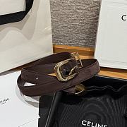 Celine Medium 25mm Western Belt In Grained Suede Calfskin Dark Brown - 3