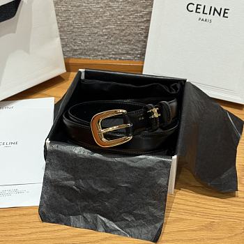 Celine Medium 25mm Vivienne Belt In Taurillon Leather Black
