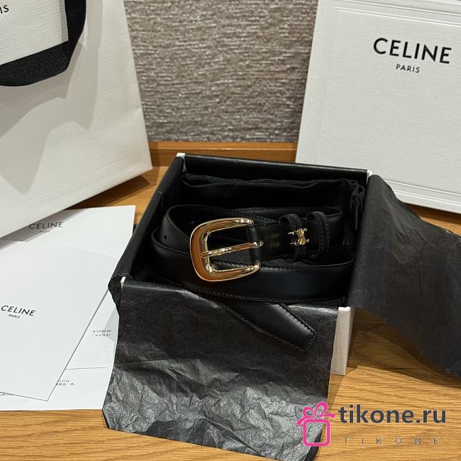 Celine Medium 25mm Vivienne Belt In Natural Calfskin Black - 1