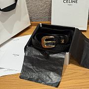 Celine Triomphe Embossed Calfskin Belt in Black with Gold Buckle 2.5cm - 1