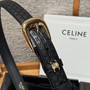 Celine Triomphe Embossed Calfskin Belt in Black with Gold Buckle 2.5cm - 4
