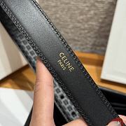 Celine Triomphe Embossed Calfskin Belt in Black with Gold Buckle 2.5cm - 5