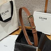 Celine Triomphe Embossed Calfskin Belt in Brown with Gold Buckle 2.5cm - 6