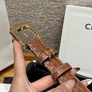 Celine Triomphe Embossed Calfskin Belt in Brown with Gold Buckle 2.5cm - 5
