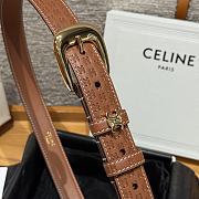 Celine Triomphe Embossed Calfskin Belt in Brown with Gold Buckle 2.5cm - 3