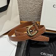 Celine Triomphe Embossed Calfskin Belt in Brown with Gold Buckle 2.5cm - 2