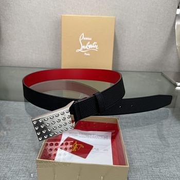 Christian Louboutin Funky Belt Calf Leather Black/ Red 3.5cm