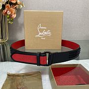 Christian Louboutin Loubi Belt Calf Leather And Spikes Black/ Red 4cm - 1