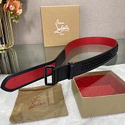 Christian Louboutin Loubi Belt Calf Leather And Spikes Black/ Red 4cm - 2