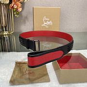 Christian Louboutin Loubi Belt Calf Leather And Spikes Black/ Red 4cm - 3