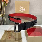 Christian Louboutin Loubi Belt Calf Leather And Spikes Black/ Red 4cm - 4