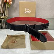 Christian Louboutin Loubi Belt Calf Leather And Spikes Black/ Red 4cm - 6