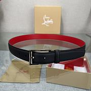 Christian Louboutin Belt Calf Leather Black/ Red 3cm - 6