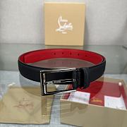 Christian Louboutin Belt Calf Leather Black/ Red 3cm - 5