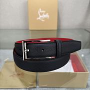 Christian Louboutin Belt Calf Leather Black/ Red 3cm - 4