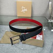 Christian Louboutin Belt Calf Leather Black/ Red 3cm - 2