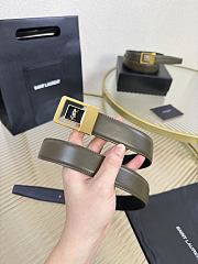 YSL Buckle Belt LA 66 In Smooth Leather In Green 3cm - 1