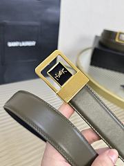 YSL Buckle Belt LA 66 In Smooth Leather In Green 3cm - 6
