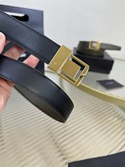 YSL Buckle Belt LA 66 In Smooth Leather In Green 3cm - 5
