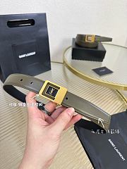 YSL Buckle Belt LA 66 In Smooth Leather In Green 3cm - 2