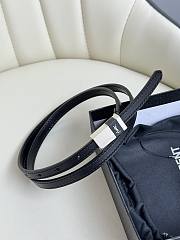 YSL Thin Anchor Belt In Leather Black Silver 1.2cm - 1