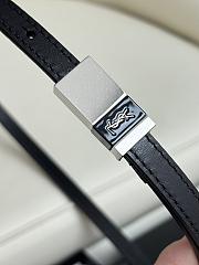 YSL Thin Anchor Belt In Leather Black Silver 1.2cm - 6