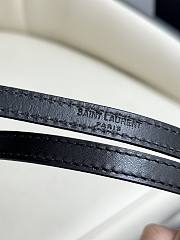 YSL Thin Anchor Belt In Leather Black Silver 1.2cm - 5