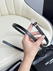 YSL Thin Anchor Belt In Leather Black Silver 1.2cm - 2