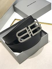 Balenciaga BB Hourglass Large Black Leather Belt Silver Hardware 3.8cm - 1