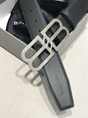 Balenciaga BB Hourglass Large Black Leather Belt Silver Hardware 3.8cm - 2
