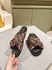 Fendi Brown FF Satin Slides - 2