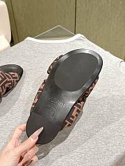 Fendi Brown FF Satin Slides - 4
