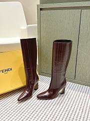 Fendi Arco Brown Hagfish Leather Boots 9.5cm - 3